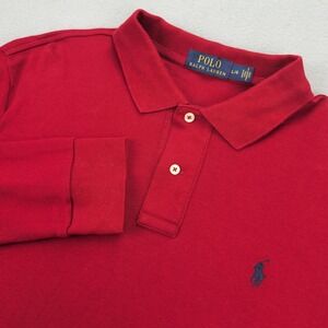 Polo Ralph Lauren Polo Shirt Mens Large Red Classic Long Sleeve Pony Logo Cotton